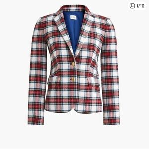 J. Crew Women's Plaid Blazer - Red, Blue, White Wool 10